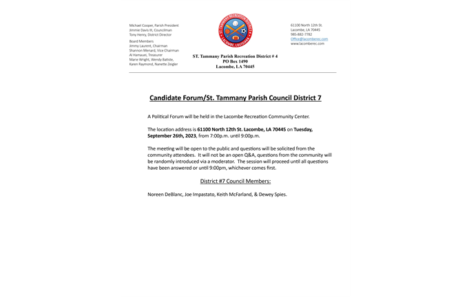 Candidate Forum - 2023 STP Council District 7