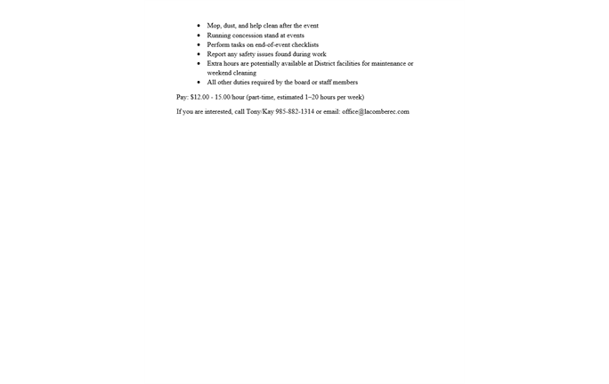 EVENT WORKER JOB DESCRIPTION